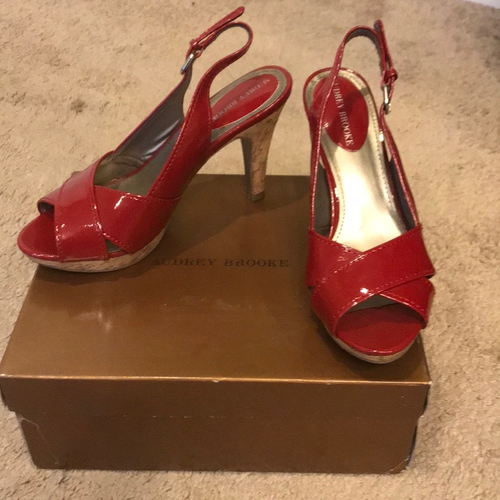 Audrey Brooke red patent leather heels. Size 7.5